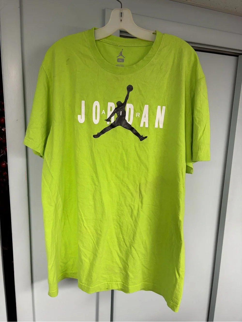Air Jordan neon green graphic logo athletic nike shirt size 2XL